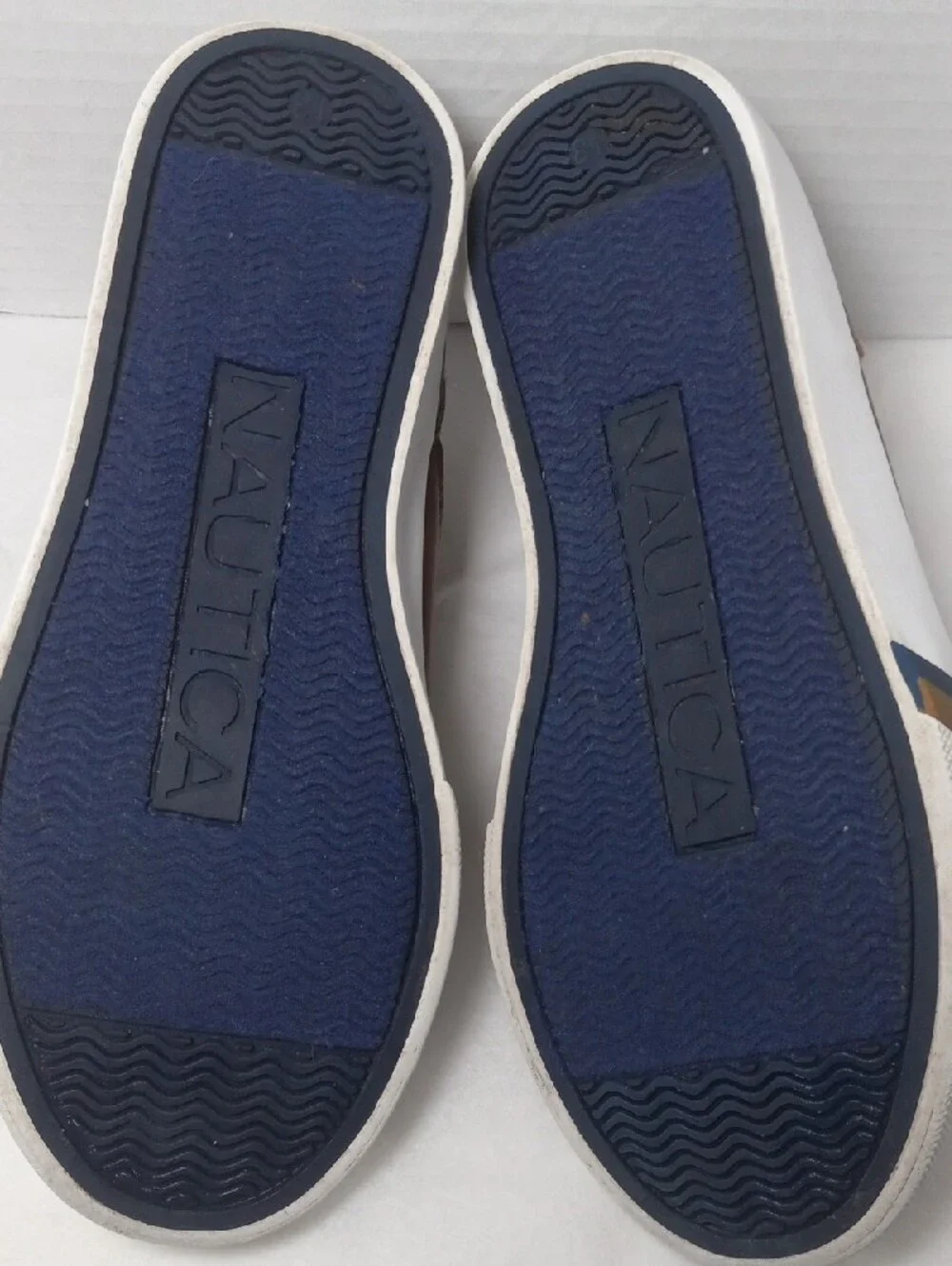 Nautica Brown Leather-Look Lace-Up Sneakers with White Sole